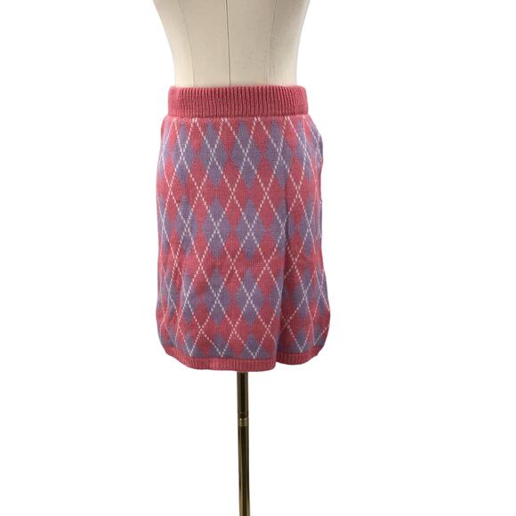 VERY J S Pink Argyle Cable Knit Retro Unique Vintage Sweater Mini Skirt NWT B76 - Picture 5 of 10